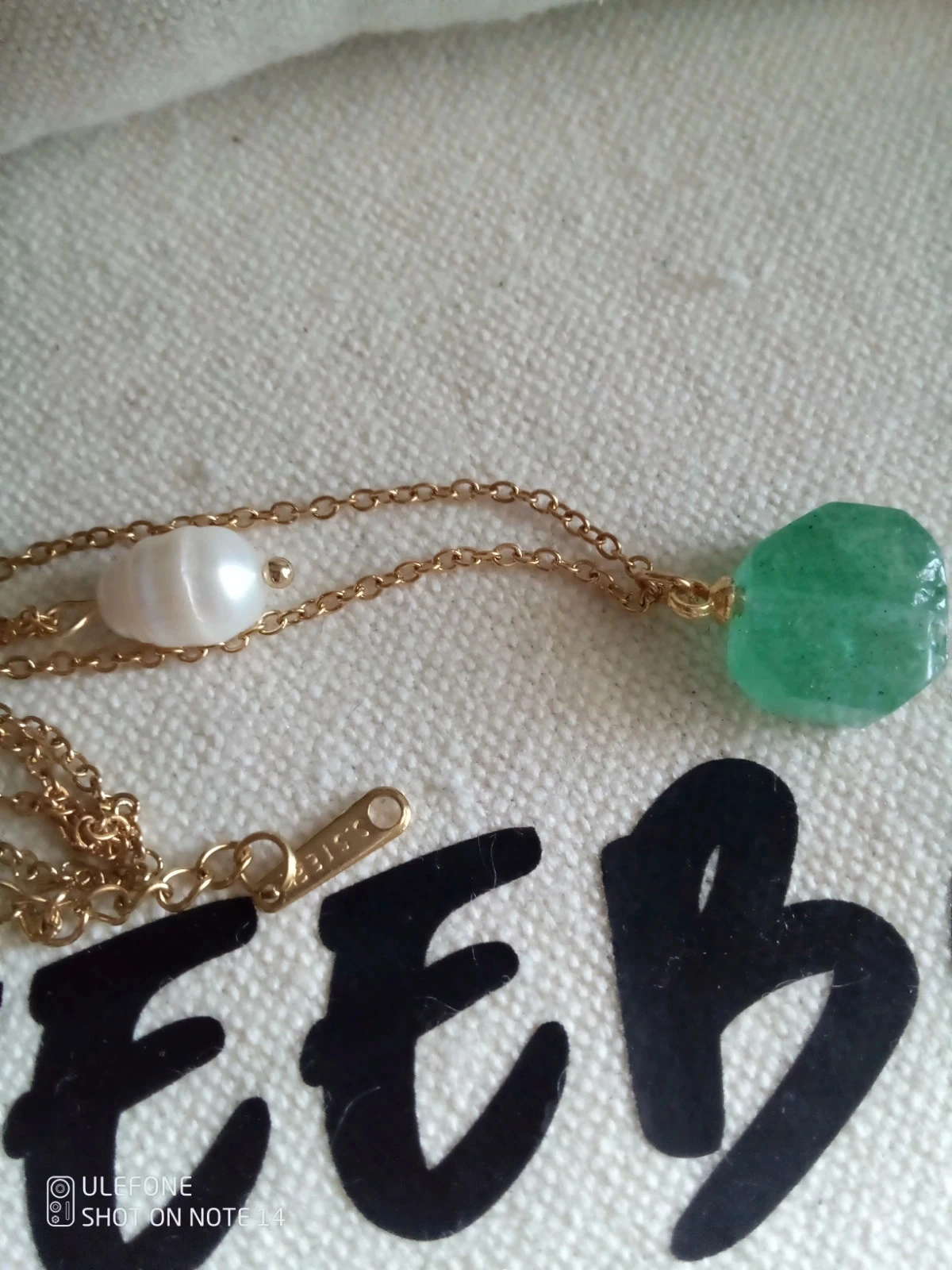 Double aventurine and freshwater cultured pearl necklace – photo 3